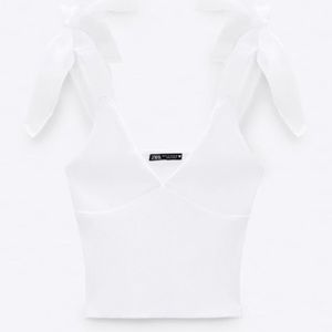 zara white bow top